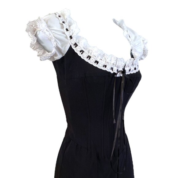 Mara Margo Paris Corset Mini Milkmaid Dress Small-S Black White -EU38-Small/S - Picture 6 of 16